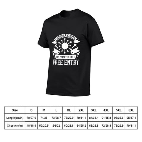 Image of Double Sided Corona Free Entry T-Shirt for Men, Adult Cotton Short Sleeve Tee - Alexecom.com