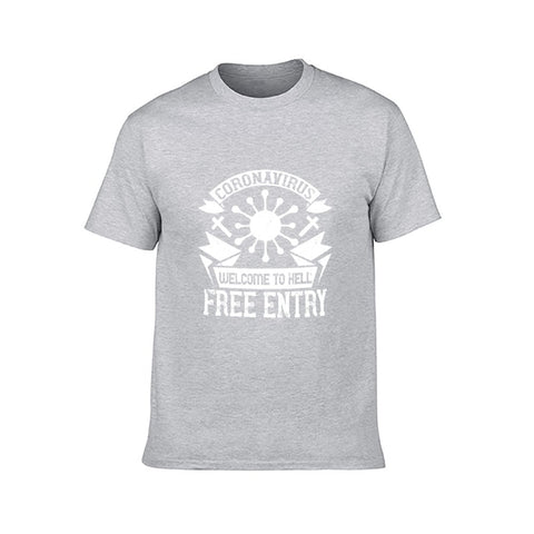 Image of Double Sided Corona Free Entry T-Shirt for Men, Adult Cotton Short Sleeve Tee - Alexecom.com
