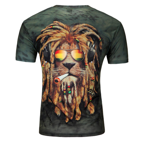 Image of European and American fashion in summer 3D printing lions male short sleeved T-shirt 3D T-shirt - Alexecom.com