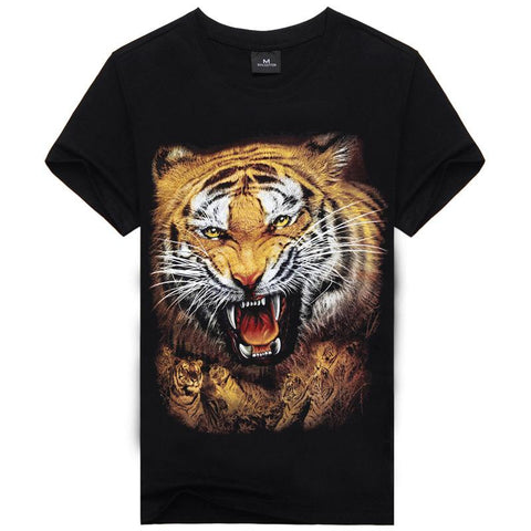 Image of Hot Sale Brand New Fashion Summer Men T-shirt 3d Print Nightmare Tiger Short-Sleeved Casual Tops Tees Men's Plus Size Shirts - Alexecom.com
