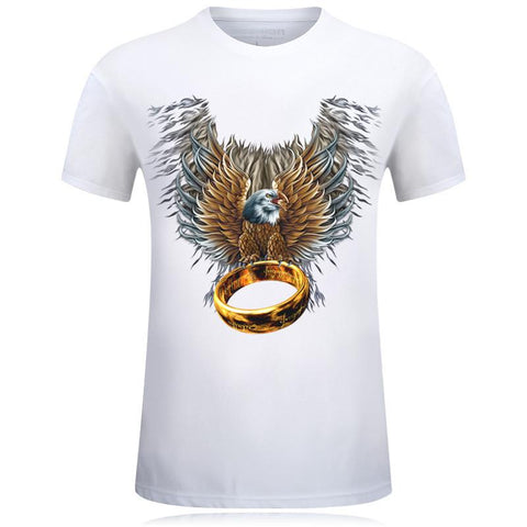 Image of Men's short sleeved 3D T-shirts pure cotton tide brand character printing collar loose plus fertilizer increase half sleeve shirt T EAGLE RING - Alexecom.com