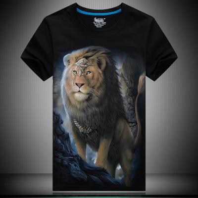 Image of T-shirt printing 3D moonlight lion - Alexecom.com
