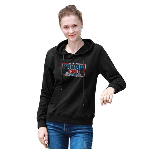 Image of Trump 2020 American Flag Hoodie Front and Back Print Hooded Sweater with Pockets for Women - Alexecom.com