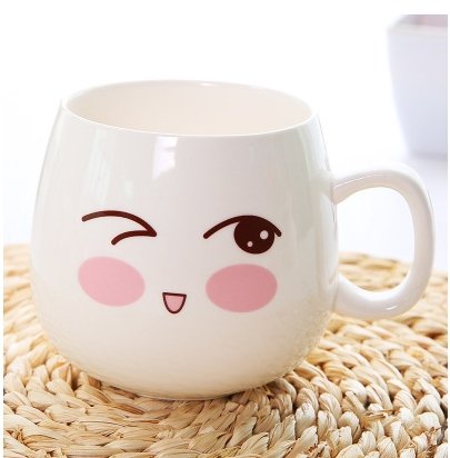 Image of XING KILO Creative cute cup with lid ceramic spoon large capacity milk cup coffee mug expression cup - Alexecom.com