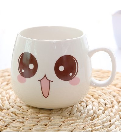 Image of XING KILO Creative cute cup with lid ceramic spoon large capacity milk cup coffee mug expression cup - Alexecom.com