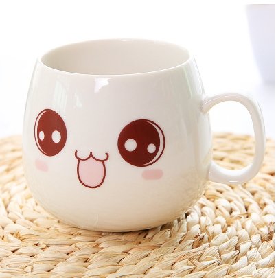 Image of XING KILO Creative cute cup with lid ceramic spoon large capacity milk cup coffee mug expression cup - Alexecom.com