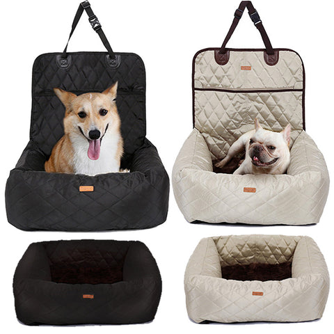 Image of 2 In 1 Pet Dog Carrier Folding Car Seat Pad Thickened Multi-purpose Pet Bed Dog Car Mattress Pets Supplies