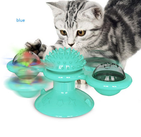 Image of Cat Rotating Windmill Multi-Function Toys Itch Scratching Device Teeth Shining Toy