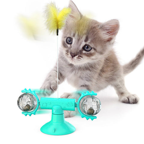 Image of Cat Rotating Windmill Multi-Function Toys Itch Scratching Device Teeth Shining Toy