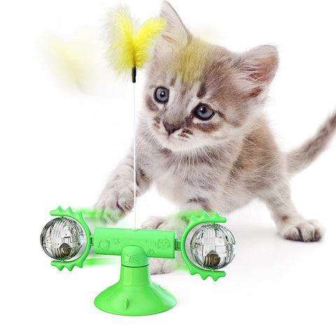 Image of Cat Rotating Windmill Multi-Function Toys Itch Scratching Device Teeth Shining Toy