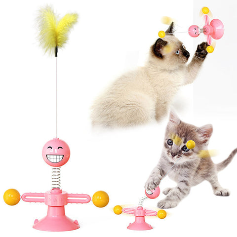 Image of Cat Rotating Windmill Multi-Function Toys Itch Scratching Device Teeth Shining Toy