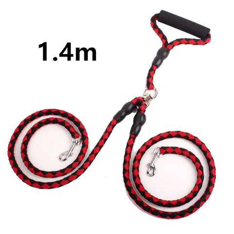 Image of Double-Ended Traction Rope For Walking The Dog Hand-Double-Ended Traction Rope One Plus Two Leash Collar Pet Supplies Dog Collar