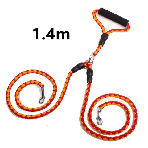 Image of Double-Ended Traction Rope For Walking The Dog Hand-Double-Ended Traction Rope One Plus Two Leash Collar Pet Supplies Dog Collar