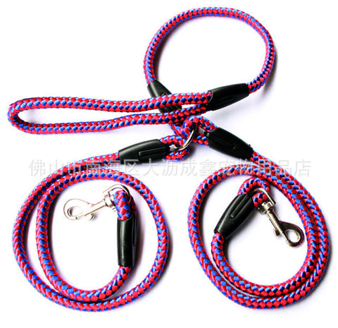 Image of Double-Ended Traction Rope For Walking The Dog Hand-Double-Ended Traction Rope One Plus Two Leash Collar Pet Supplies Dog Collar