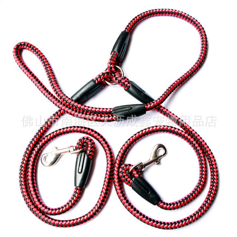 Image of Double-Ended Traction Rope For Walking The Dog Hand-Double-Ended Traction Rope One Plus Two Leash Collar Pet Supplies Dog Collar