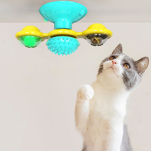 Image of Cat Rotating Windmill Multi-Function Toys Itch Scratching Device Teeth Shining Toy