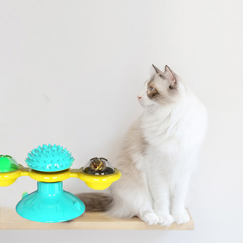 Image of Cat Rotating Windmill Multi-Function Toys Itch Scratching Device Teeth Shining Toy
