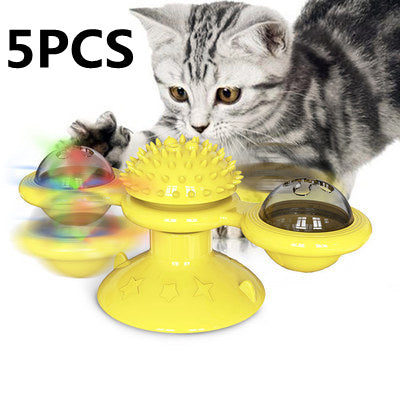 Image of Cat Rotating Windmill Multi-Function Toys Itch Scratching Device Teeth Shining Toy