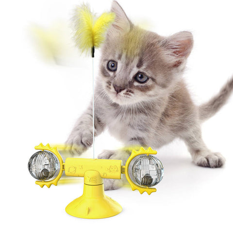 Image of Cat Rotating Windmill Multi-Function Toys Itch Scratching Device Teeth Shining Toy