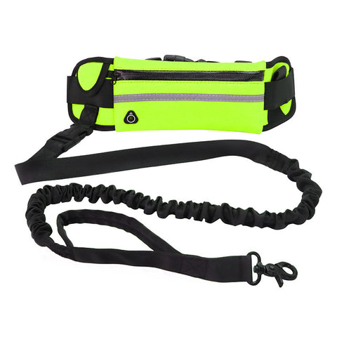 Image of Hands Free Dog Leash Pet Walking And Training Belt With Shock Absorbing Bungee Leash For Up To 180lbs Large Dogs Phone Pocket And Water Bottle Holder