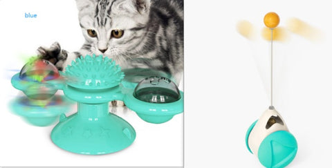 Image of Cat Rotating Windmill Multi-Function Toys Itch Scratching Device Teeth Shining Toy
