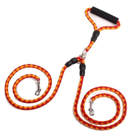 Image of Double-Ended Traction Rope For Walking The Dog Hand-Double-Ended Traction Rope One Plus Two Leash Collar Pet Supplies Dog Collar