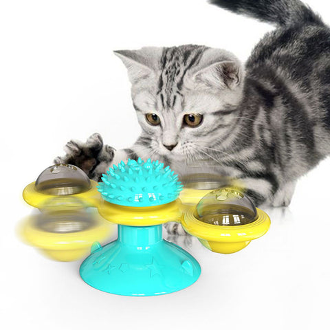 Image of Cat Rotating Windmill Multi-Function Toys Itch Scratching Device Teeth Shining Toy