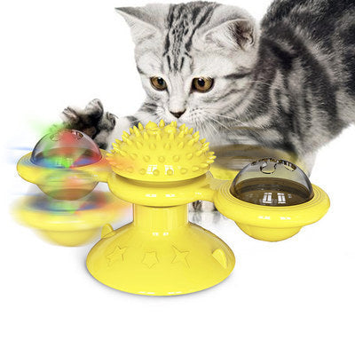Image of Cat Rotating Windmill Multi-Function Toys Itch Scratching Device Teeth Shining Toy