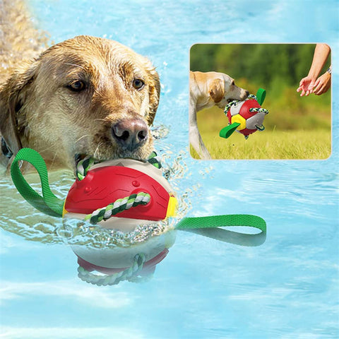 Image of Interactive Dog Football Soccer Ball With Tabs Inflated Training Toy Outdoor Border Collie Balls Pet Products