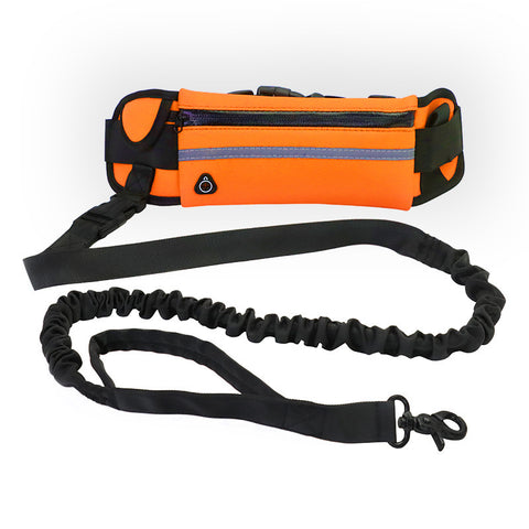 Image of Hands Free Dog Leash Pet Walking And Training Belt With Shock Absorbing Bungee Leash For Up To 180lbs Large Dogs Phone Pocket And Water Bottle Holder