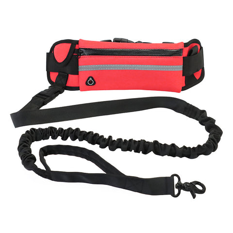 Image of Hands Free Dog Leash Pet Walking And Training Belt With Shock Absorbing Bungee Leash For Up To 180lbs Large Dogs Phone Pocket And Water Bottle Holder
