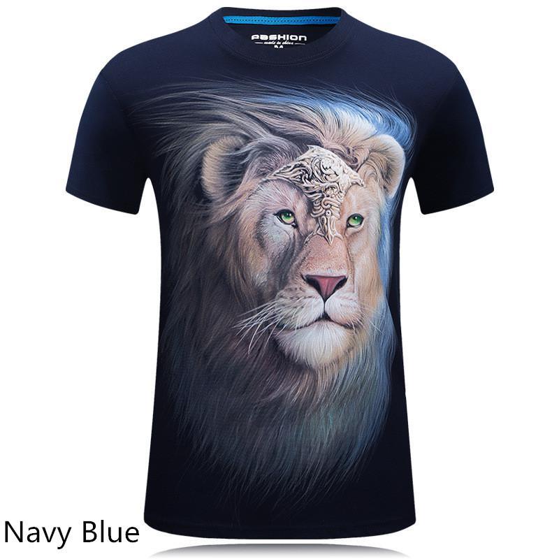 3D personalized animal print casual large size short-sleeved T-shirt male - Alexecom.com