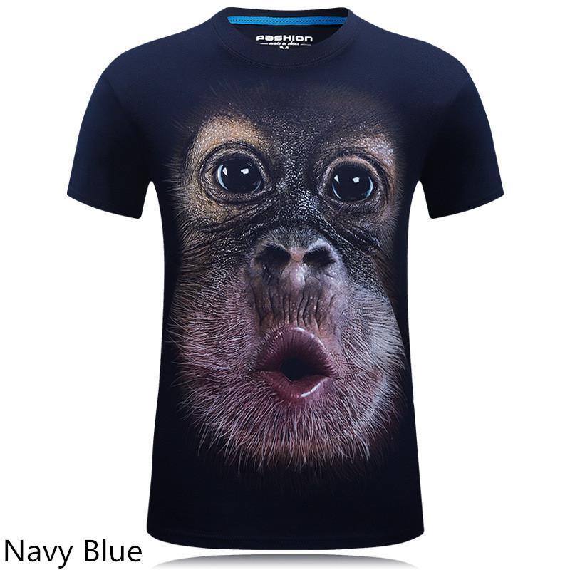3D personalized animal print casual large size short-sleeved T-shirt male - Alexecom.com
