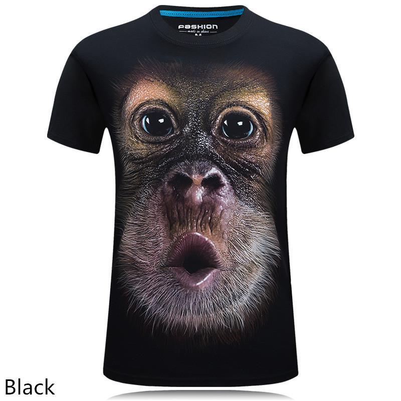 3D personalized animal print casual large size short-sleeved T-shirt male - Alexecom.com