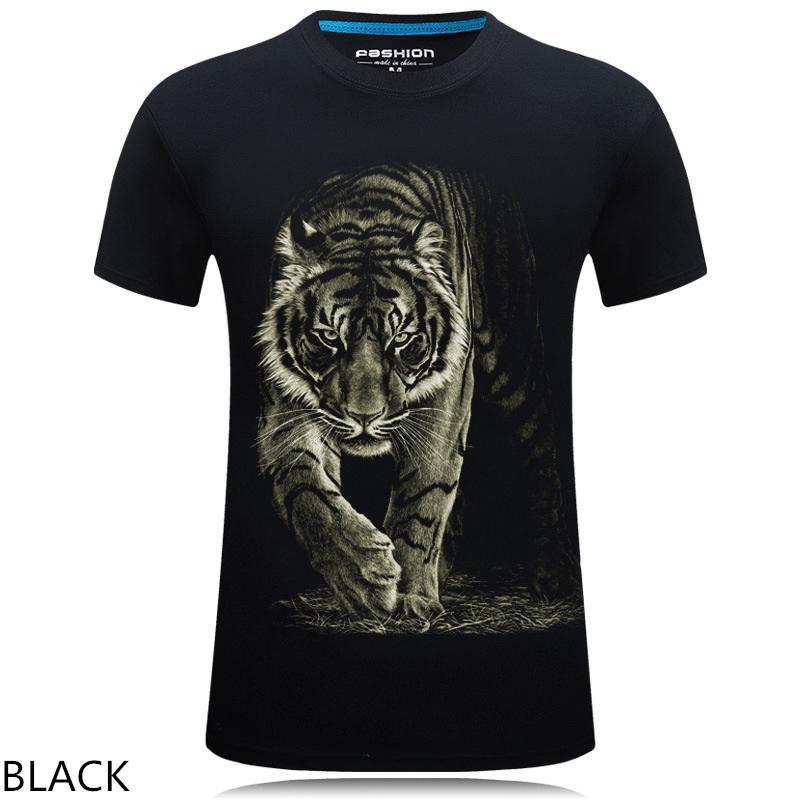 3D personalized animal print casual large size short-sleeved T-shirt male - Alexecom.com