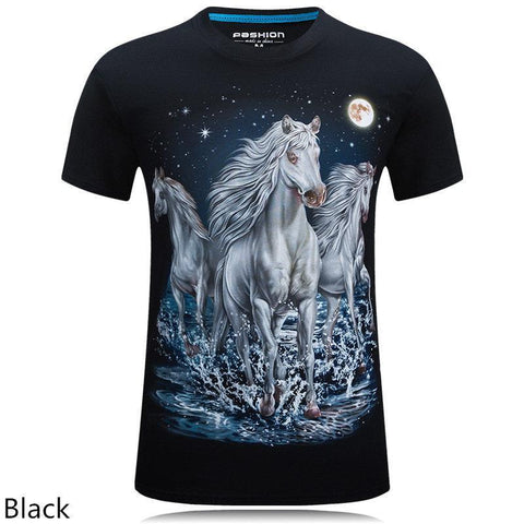 Image of 3D personalized animal print casual large size short-sleeved T-shirt male - Alexecom.com