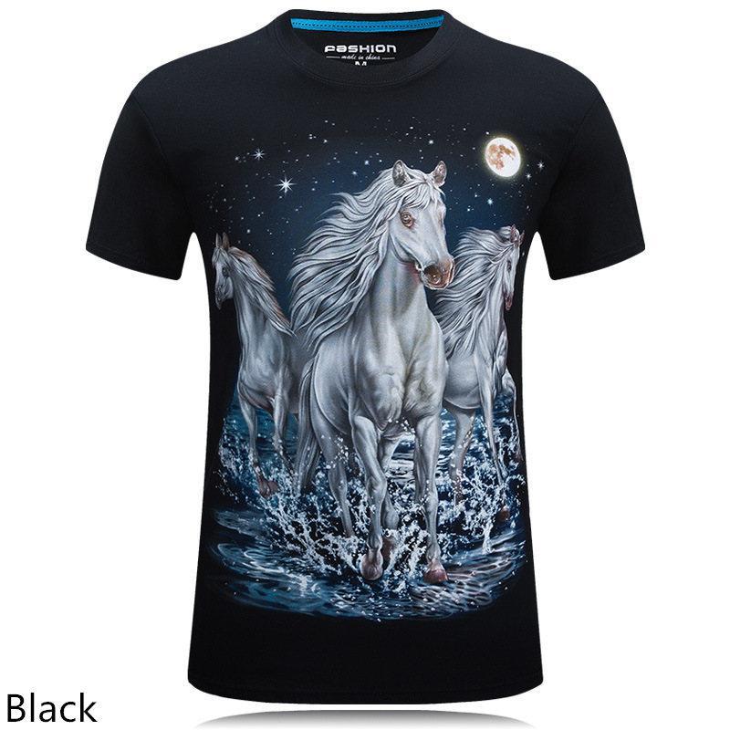 3D personalized animal print casual large size short-sleeved T-shirt male - Alexecom.com