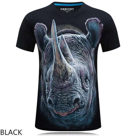 Image of 3D personalized animal print casual large size short-sleeved T-shirt male - Alexecom.com