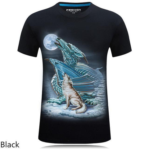 Image of 3D personalized animal print casual large size short-sleeved T-shirt male - Alexecom.com