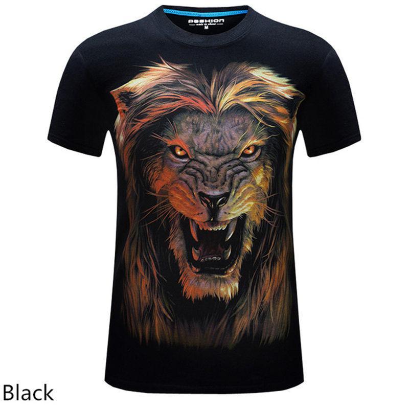 3D personalized animal print casual large size short-sleeved T-shirt male - Alexecom.com