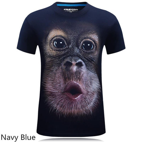 Image of 3D personalized animal print casual large size short-sleeved T-shirt male - Alexecom.com