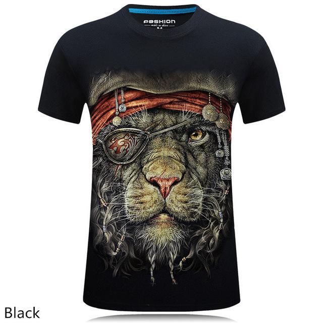 3D personalized animal print casual large size short-sleeved T-shirt male - Alexecom.com