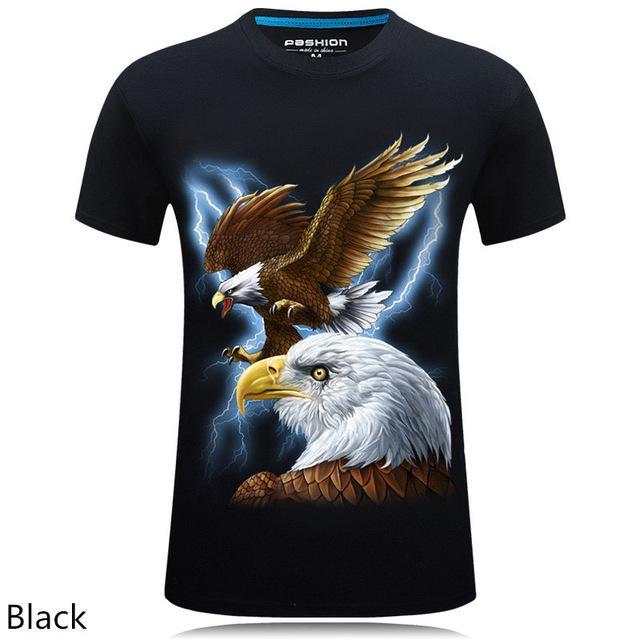 3D personalized animal print casual large size short-sleeved T-shirt male - Alexecom.com