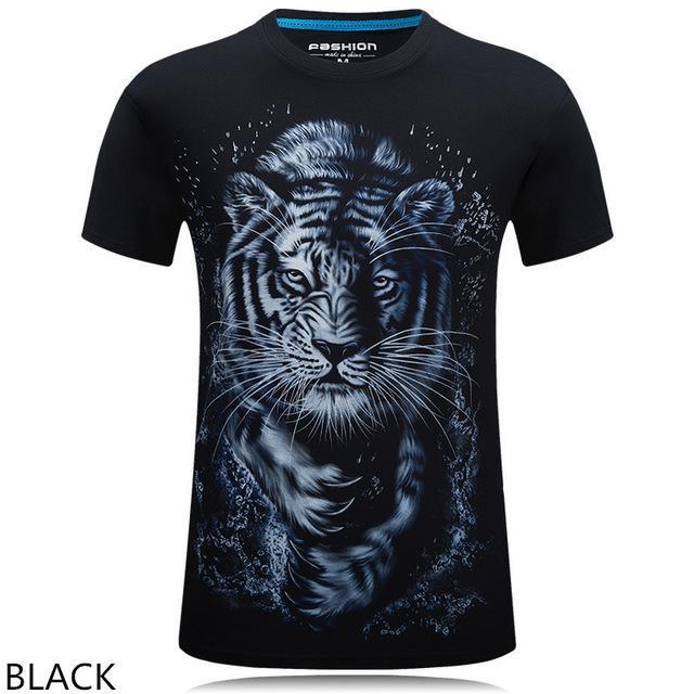 3D personalized animal print casual large size short-sleeved T-shirt male - Alexecom.com