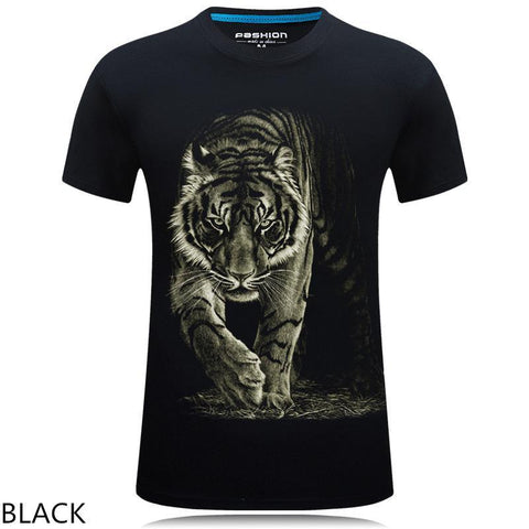 Image of 3D personalized animal print casual large size short-sleeved T-shirt male - Alexecom.com