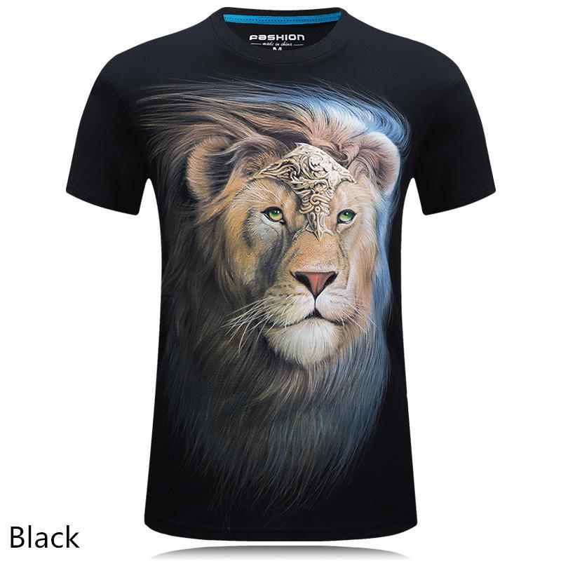 3D personalized animal print casual large size short-sleeved T-shirt male - Alexecom.com