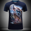 3D short-sleeved men's T-shirt stereo domineering personality round neck T-shirt has XL - mountain wolf - Alexecom.com