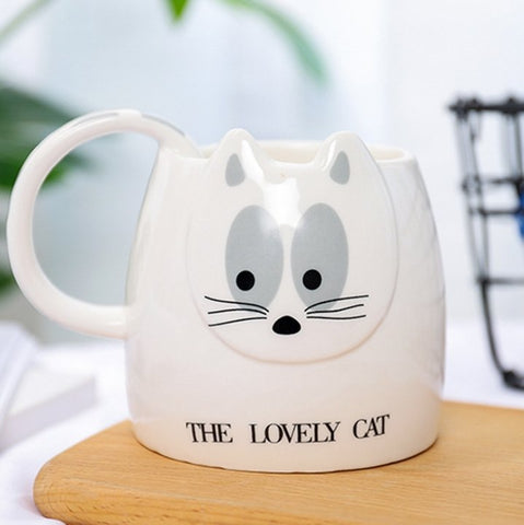 Image of 400ml Korean cute cat head cups, ceramic cups for close friends, school office cups Coffee Mug Cup Teapot tea set Glasses - Alexecom.com