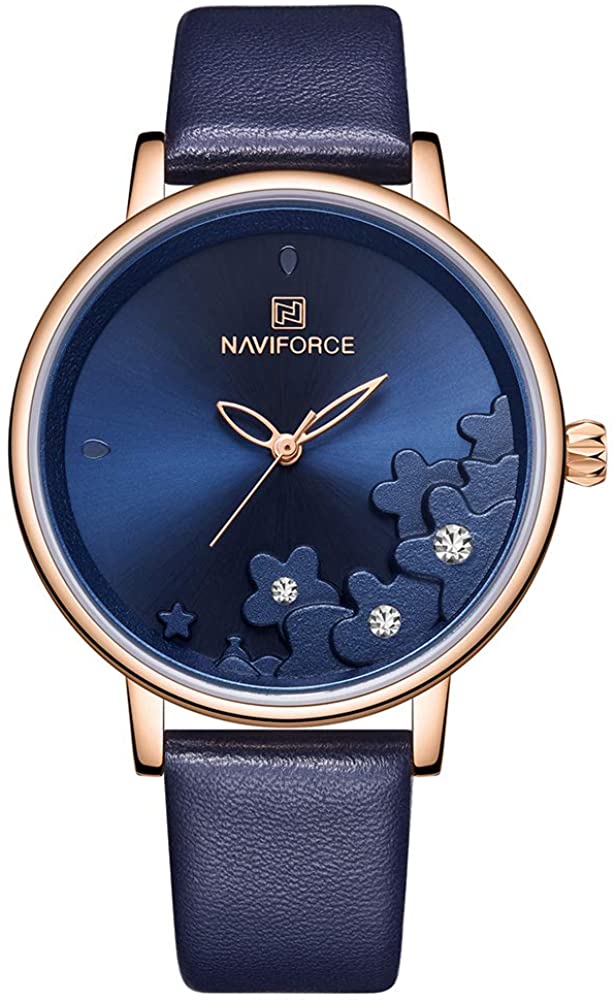 Analog Luxury Genuine Leather Watches for Women with Diamond Waterproof  