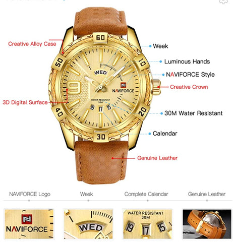 Image of Luxury Men Sports Watches Waterproof Quartz 